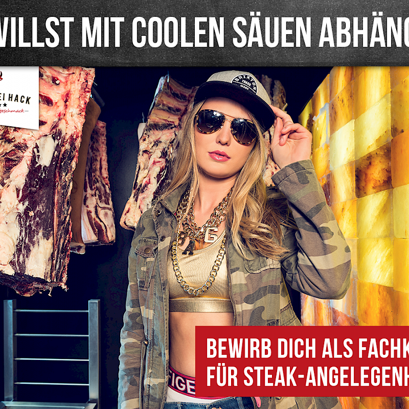 Bild einer coolen Frau mit Goldketten, oben drüber steht du willst mit coolen säuen abhängen?